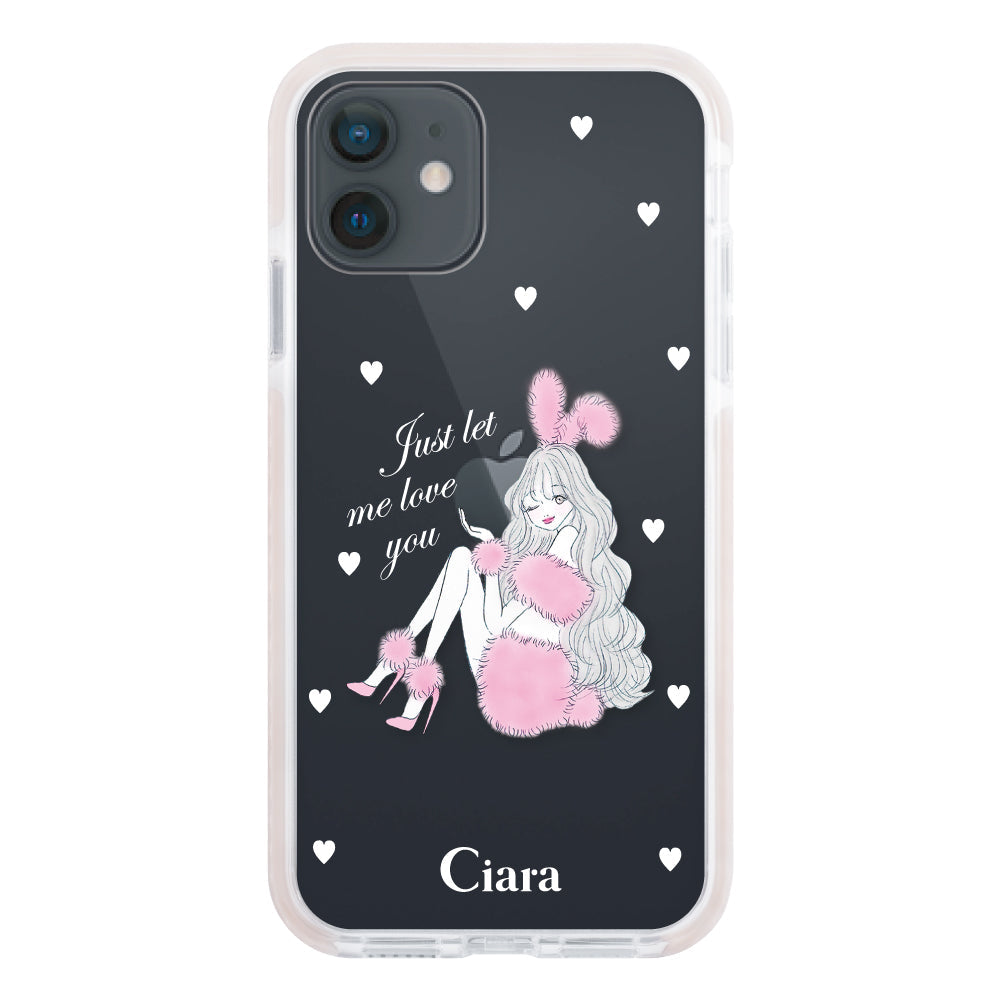 iPhoneXRケース クッションバンパー 耐衝撃クリアケース ピンクバニー ピンク