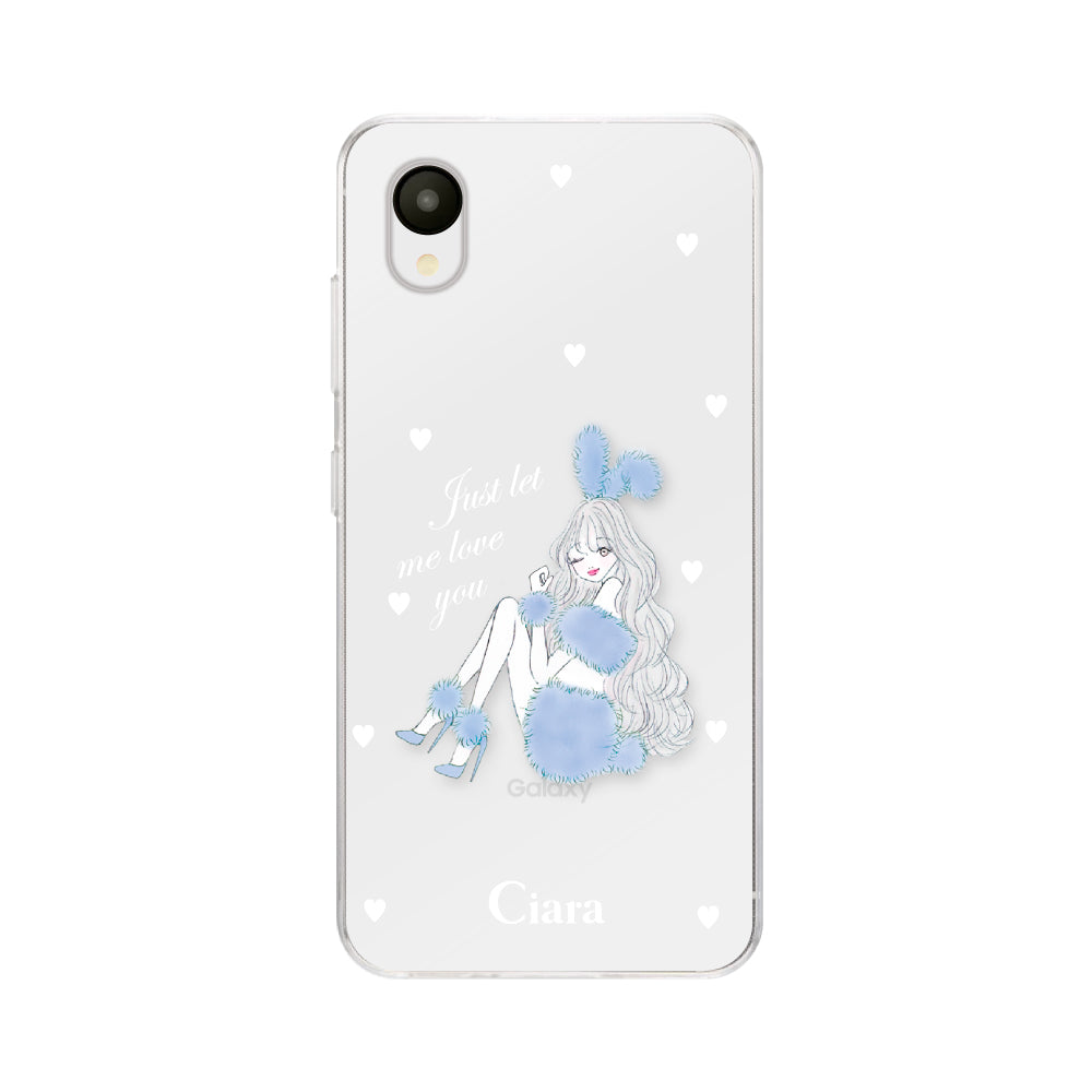 GalaxyA22ケース クリアケース ブルーバニー クリア