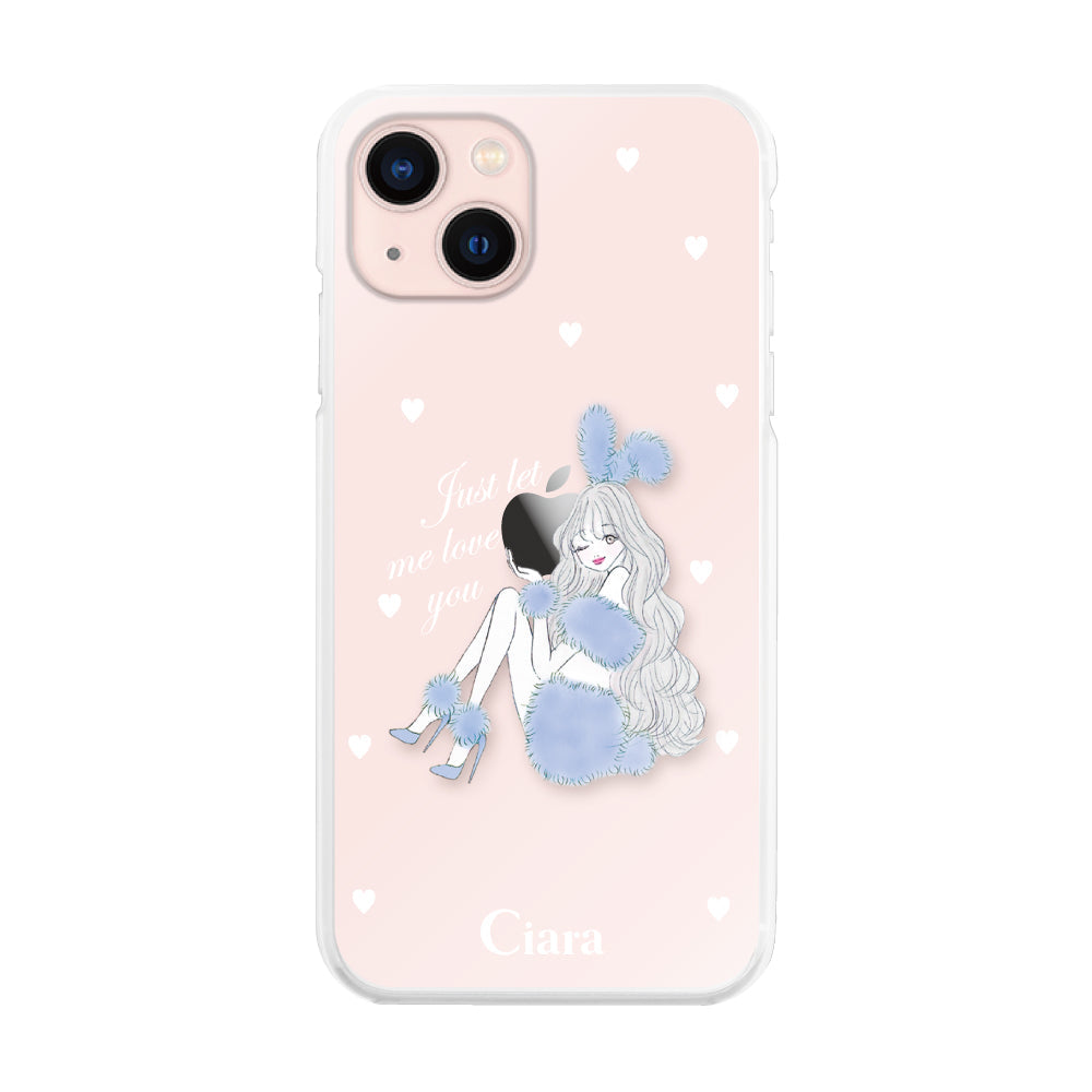 iPhone13 ハイブリッド クリアケース ブルーバニー クリア