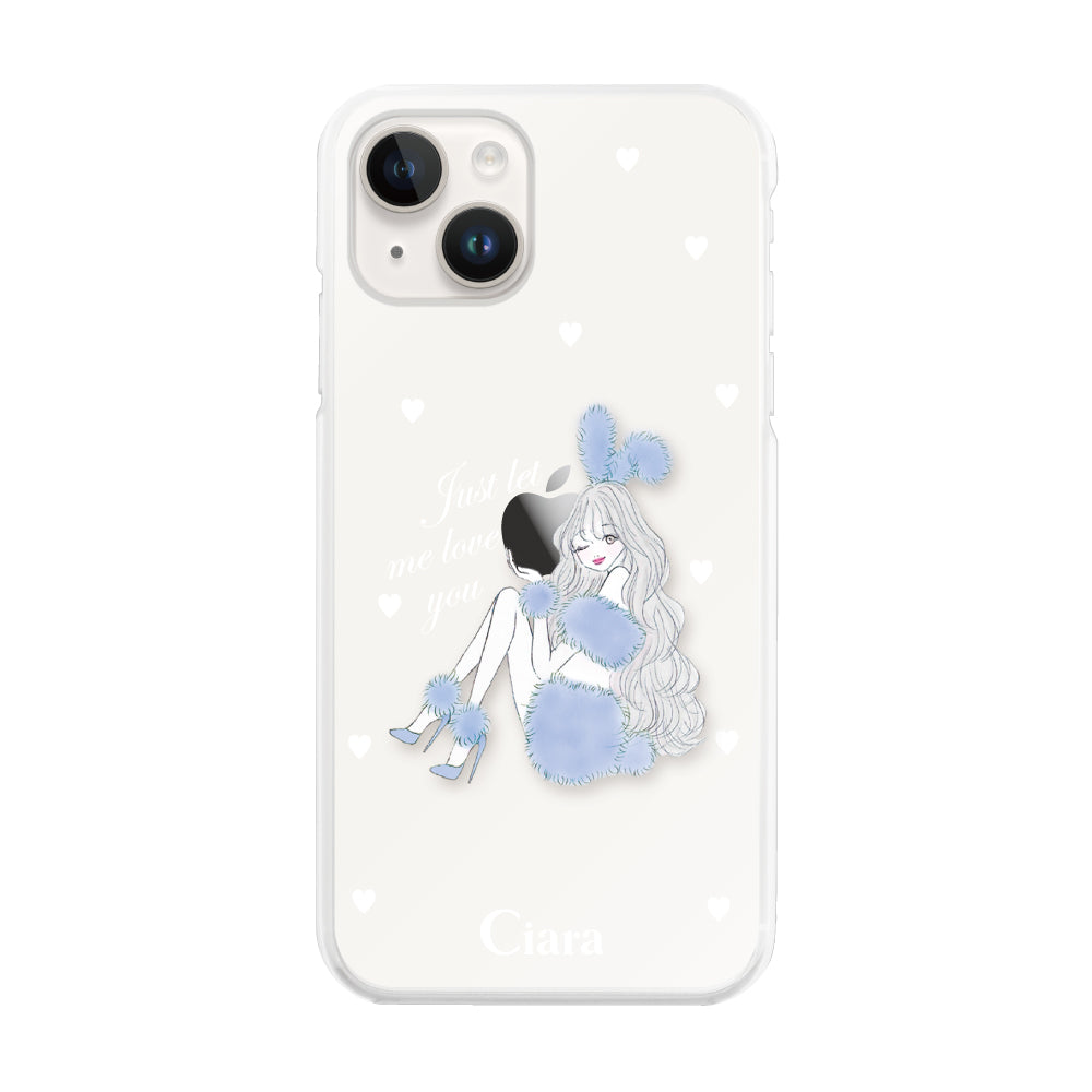 iPhone14 ハイブリッド クリアケース ブルーバニー クリア