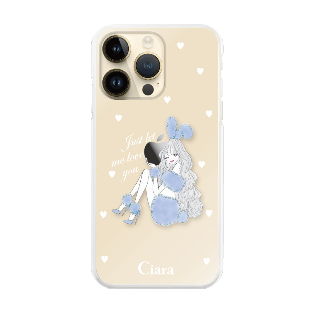 iPhone14Pro ハイブリッド クリアケース ブルーバニー クリア