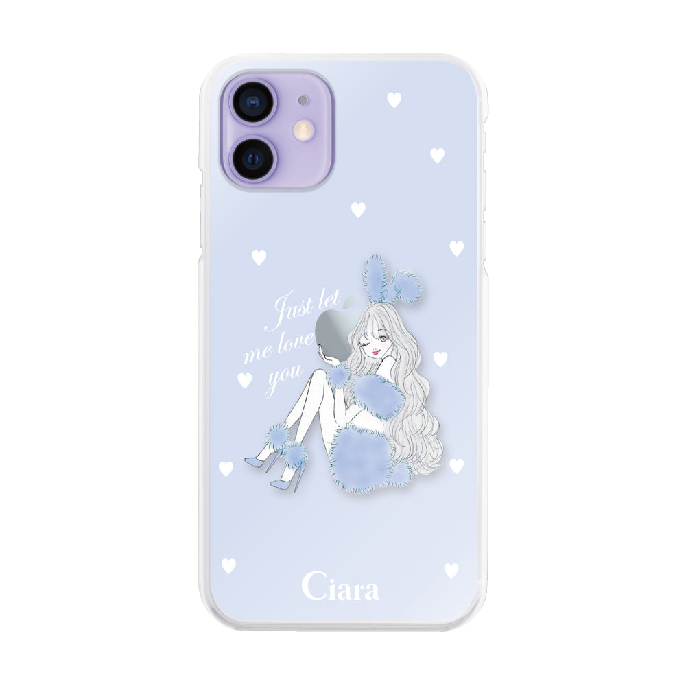 iPhone12/12Pro ハイブリッド クリアケース ブルーバニー ブルー