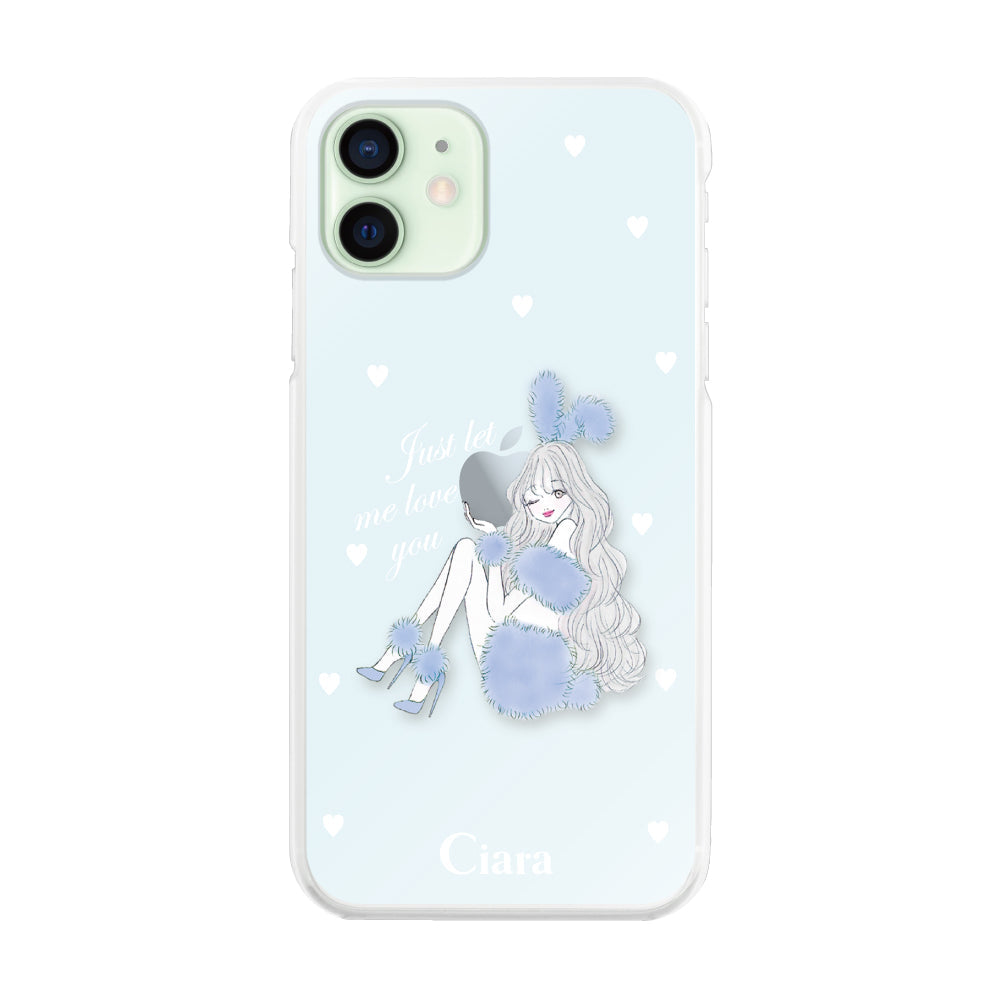 iPhone12mini ハイブリッド クリアケース ブルーバニー ブルー