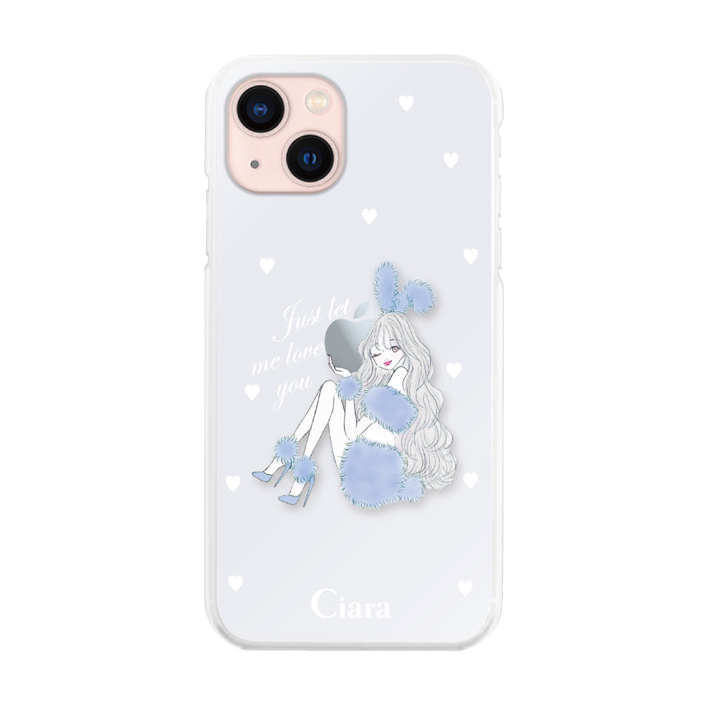 iPhone13 ハイブリッド クリアケース ブルーバニー ブルー