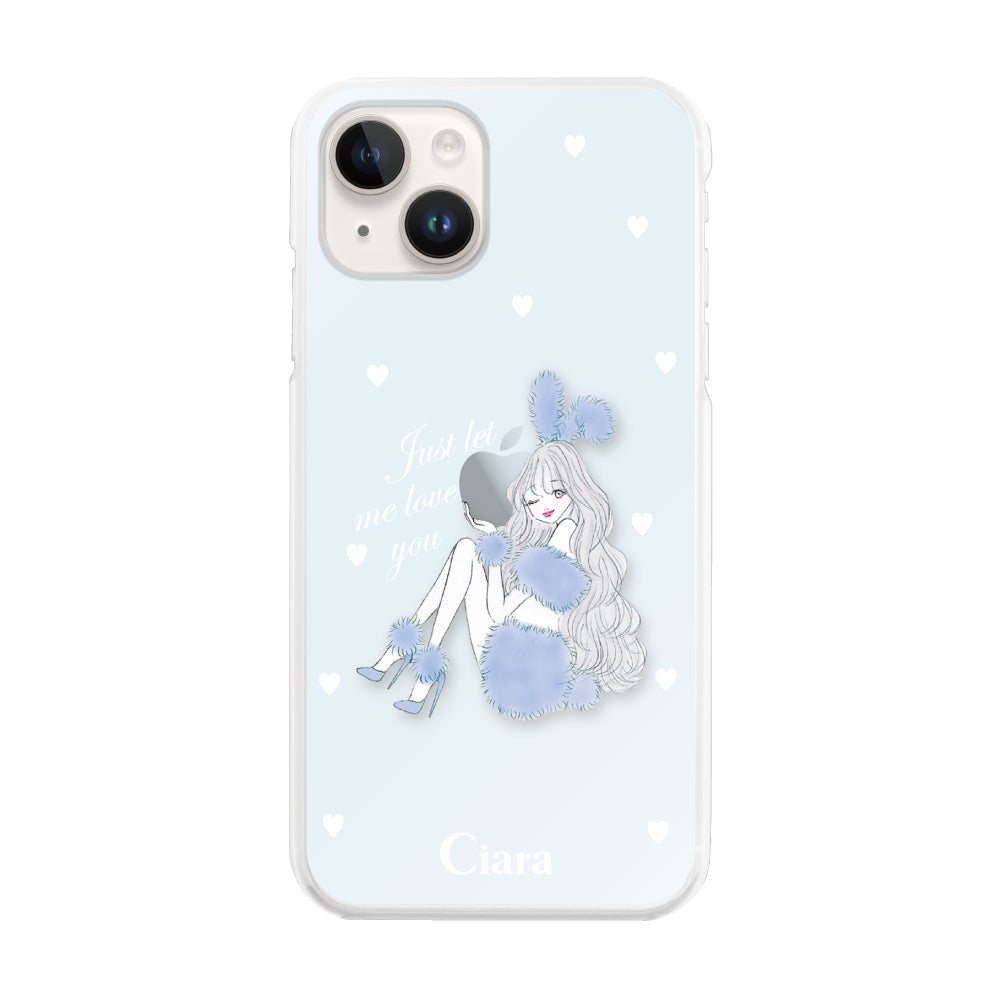 iPhone14 ハイブリッド クリアケース ブルーバニー ブルー