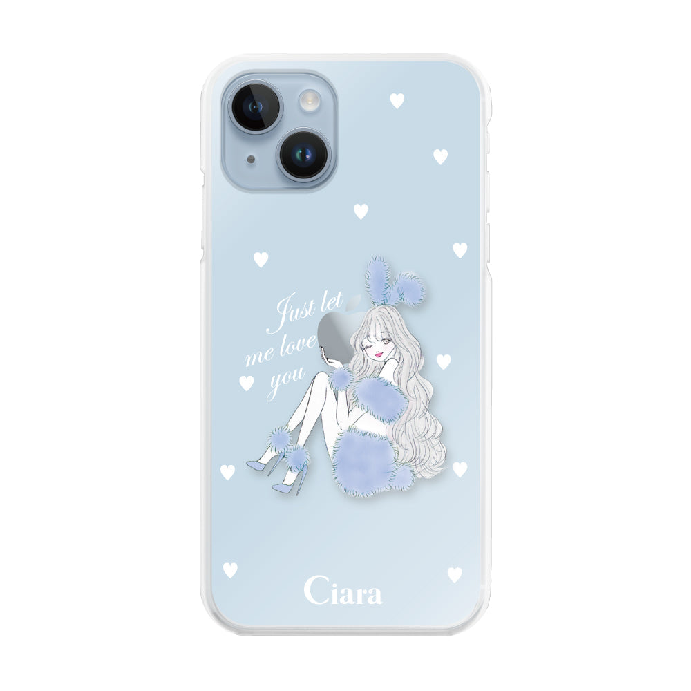 iPhone14Plus ハイブリッド クリアケース ブルーバニー ブルー