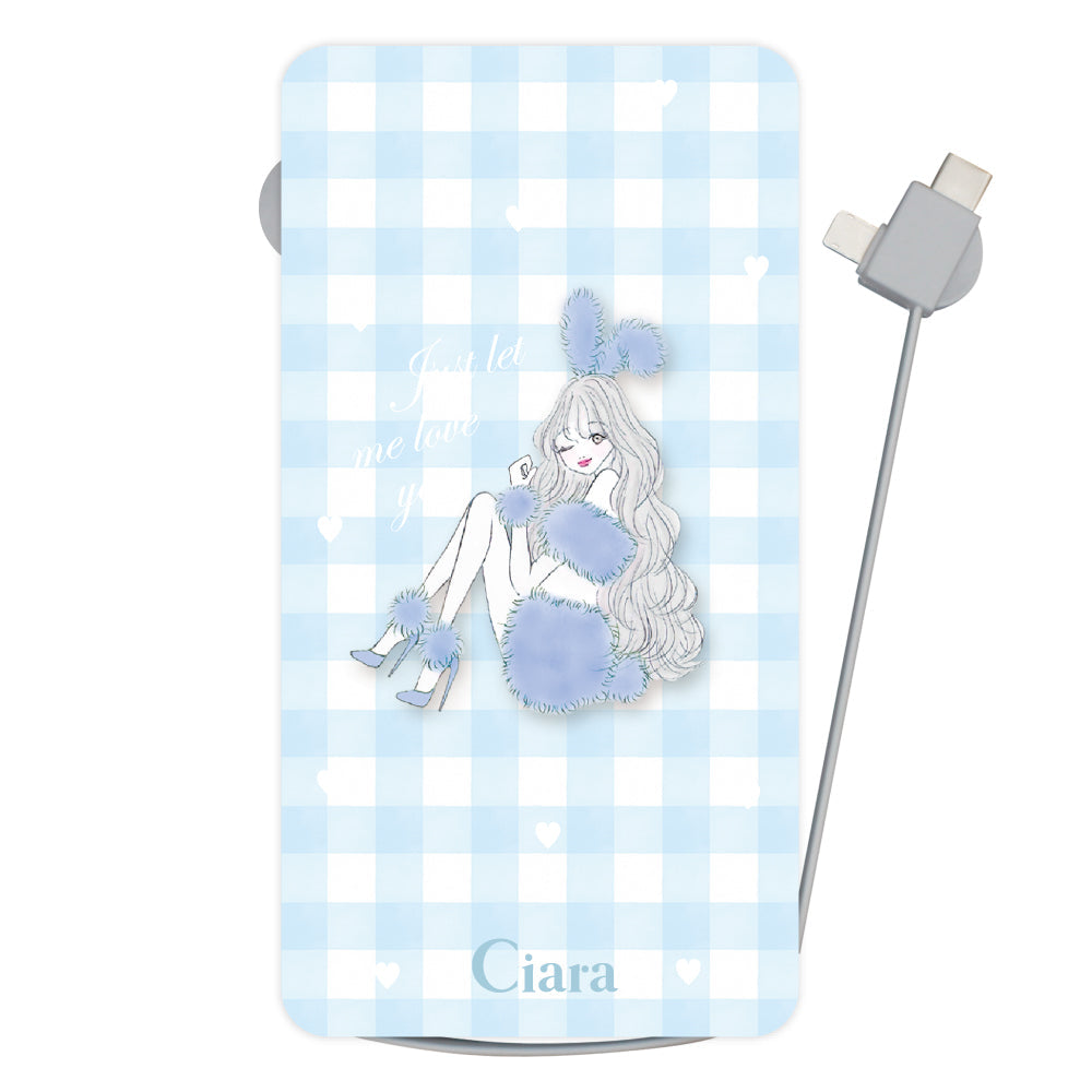 モバイルバッテリー モバイルバッテリー ブルーバニー ブルーチェック
