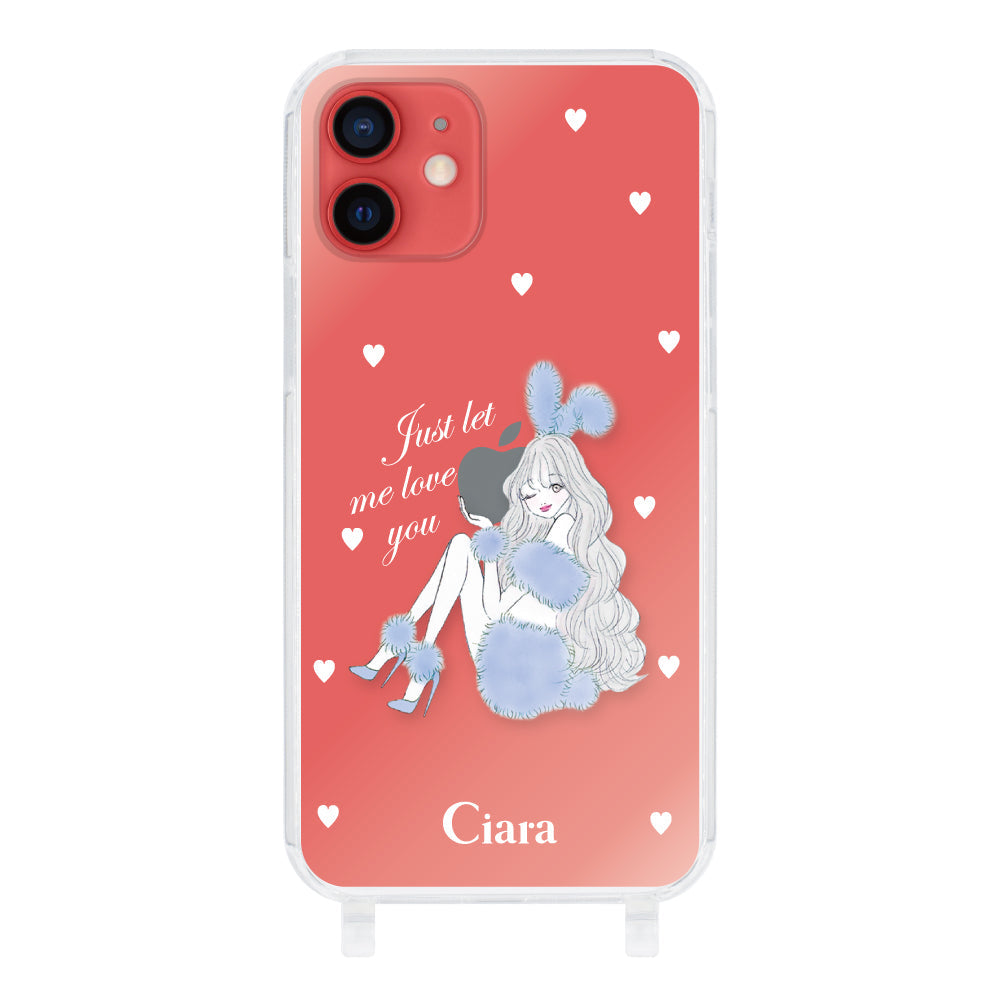 iPhoneケース ストラップクリアケース ブルーバニー