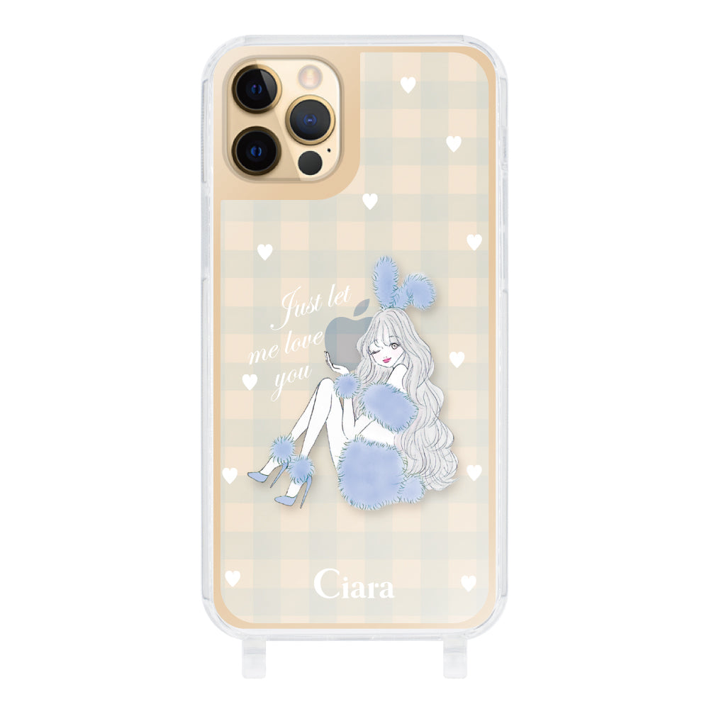 iPhoneケース ストラップクリアケース ブルーバニー