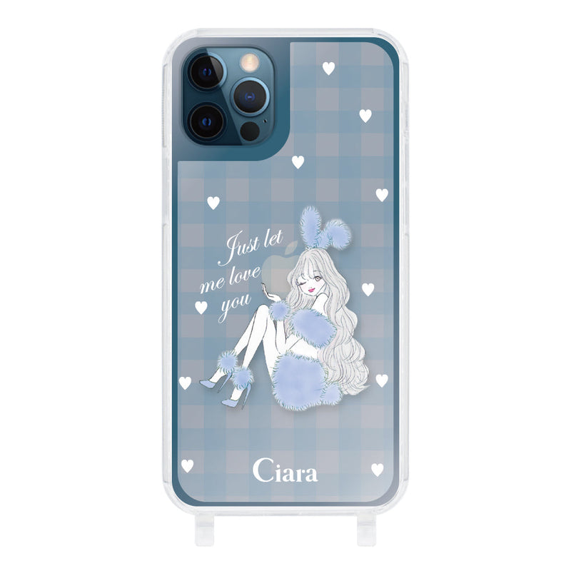 iPhoneケース ストラップクリアケース ブルーバニー