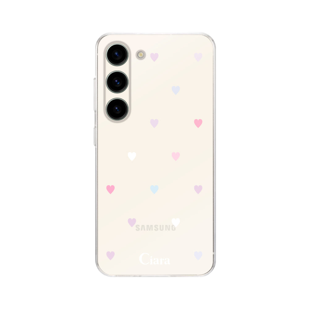 GalaxyS23ケース クリアケース パステルハート パステル