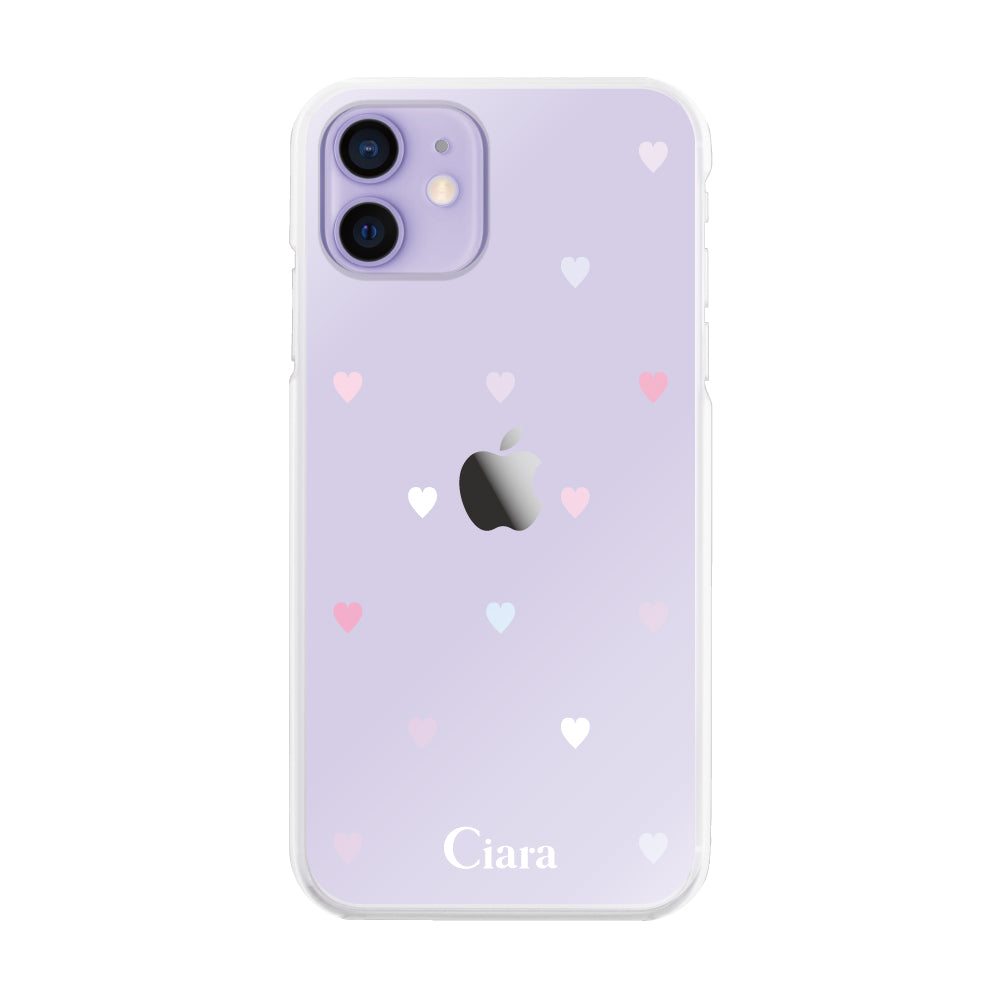 iPhone12/12Pro ハイブリッド クリアケース パステルハート パステル