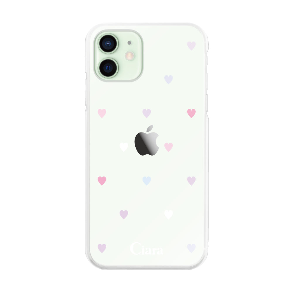 iPhone12mini ハイブリッド クリアケース パステルハート パステル