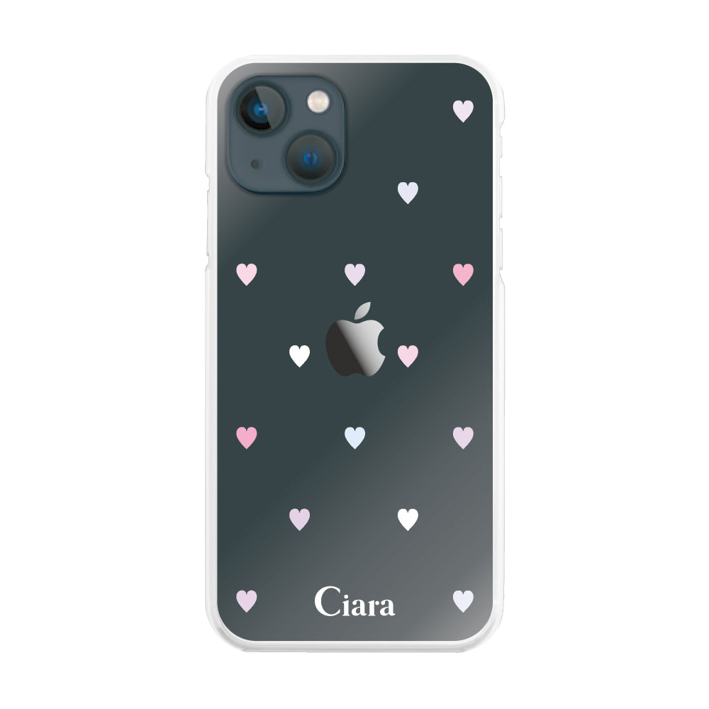 iPhone13mini ハイブリッド クリアケース パステルハート パステル
