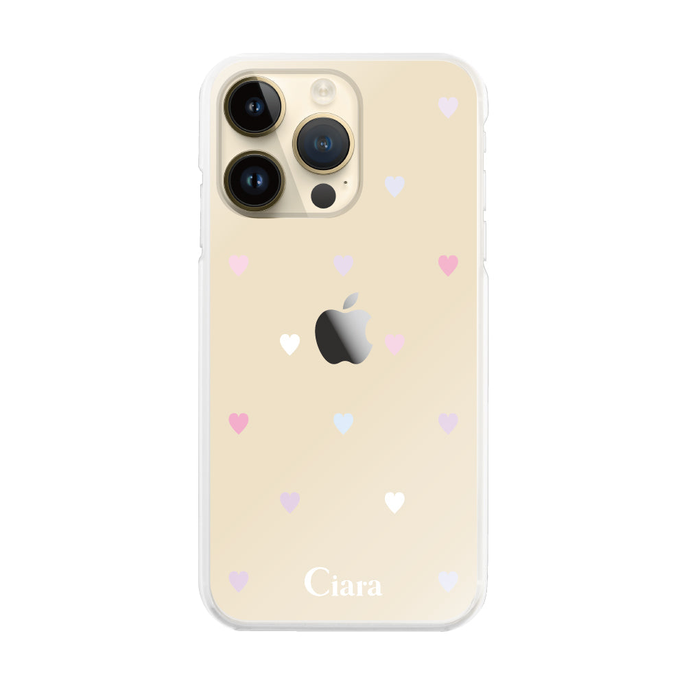 iPhone14Pro ハイブリッド クリアケース パステルハート パステル