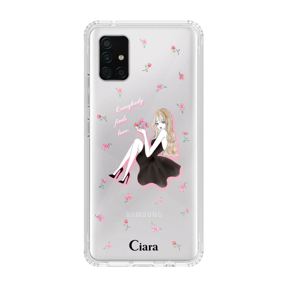 GalaxyA51ケース クリアケース ラベンダーブラックガール クリア