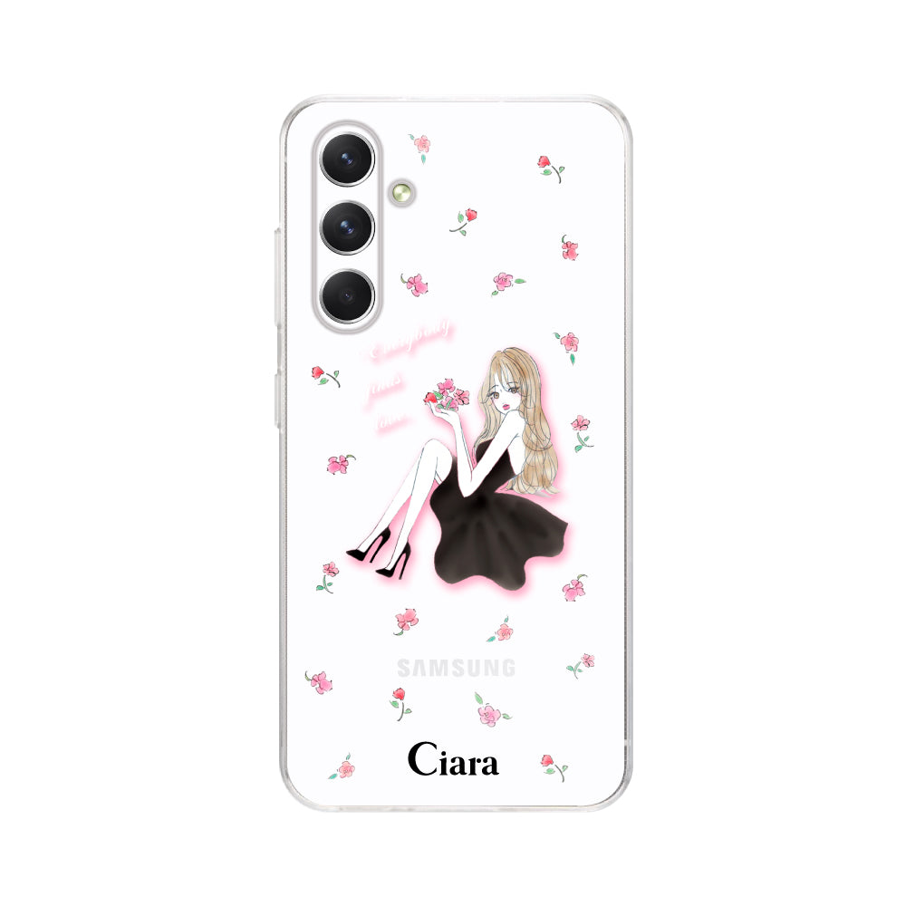 GalaxyA54ケース クリアケース ラベンダーブラックガール クリア