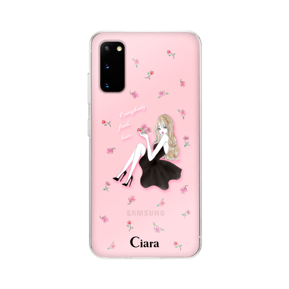 GalaxyS20ケース クリアケース ラベンダーブラックガール クリア