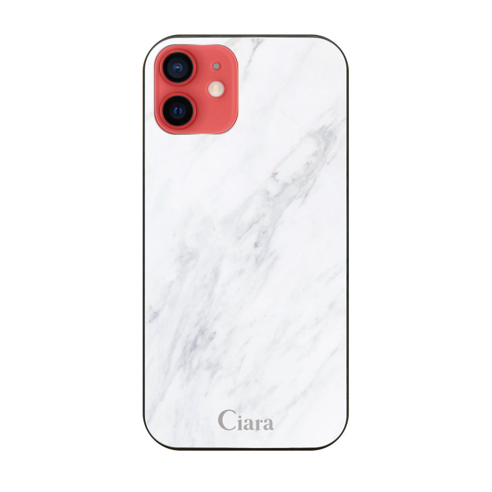 iPhone11ケース ガラス 強化ガラスケース マーブル ホワイト