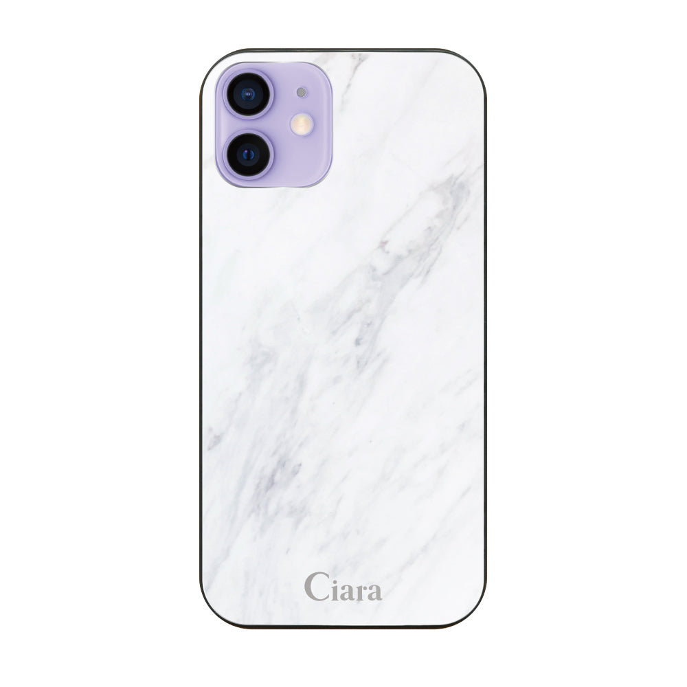 iPhone12/12Proケース ガラス 強化ガラスケース マーブル ホワイト