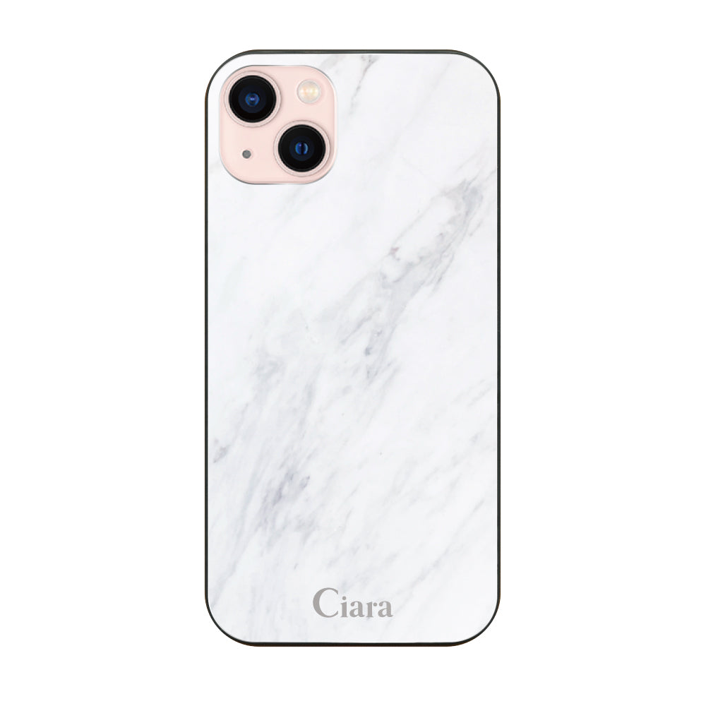 iPhone13ケース ガラス 強化ガラスケース マーブル ホワイト