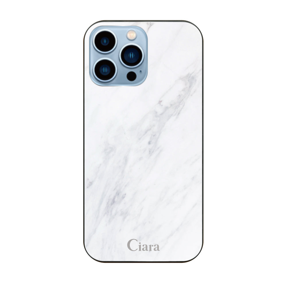 iPhone13ProMaxケース ガラス 強化ガラスケース マーブル ホワイト