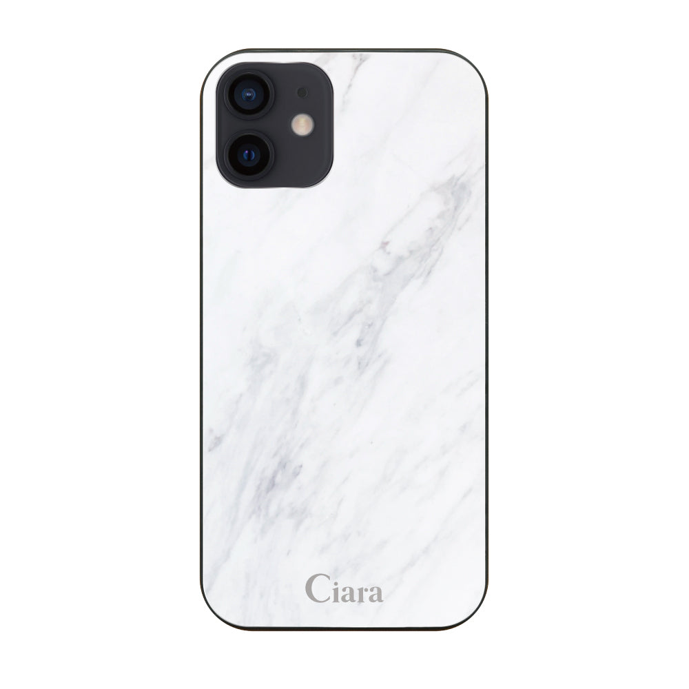 iPhoneXRケース ガラス 強化ガラスケース マーブル ホワイト