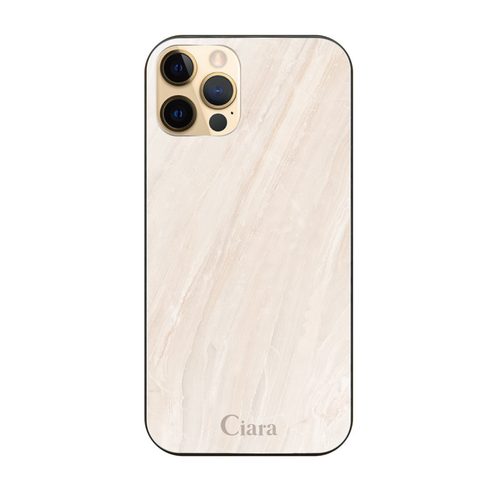 iPhone11Proケース ガラス 強化ガラスケース マーブル ベージュ