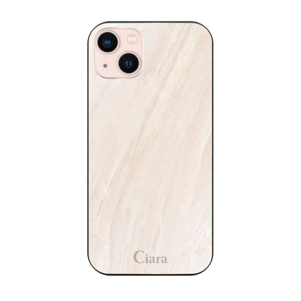 iPhone13ケース ガラス 強化ガラスケース マーブル ベージュ