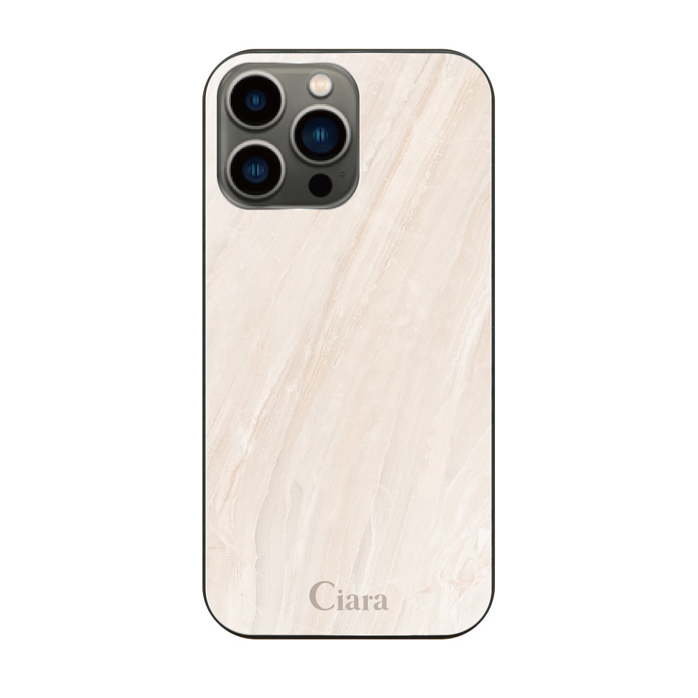 iPhone13Proケース ガラス 強化ガラスケース マーブル ベージュ