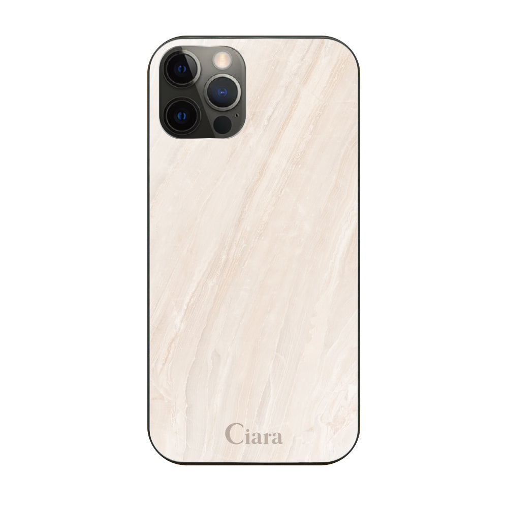 iPhoneX/XSケース ガラス 強化ガラスケース マーブル ベージュ