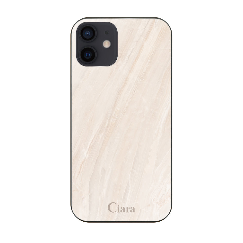 iPhoneXRケース ガラス 強化ガラスケース マーブル ベージュ