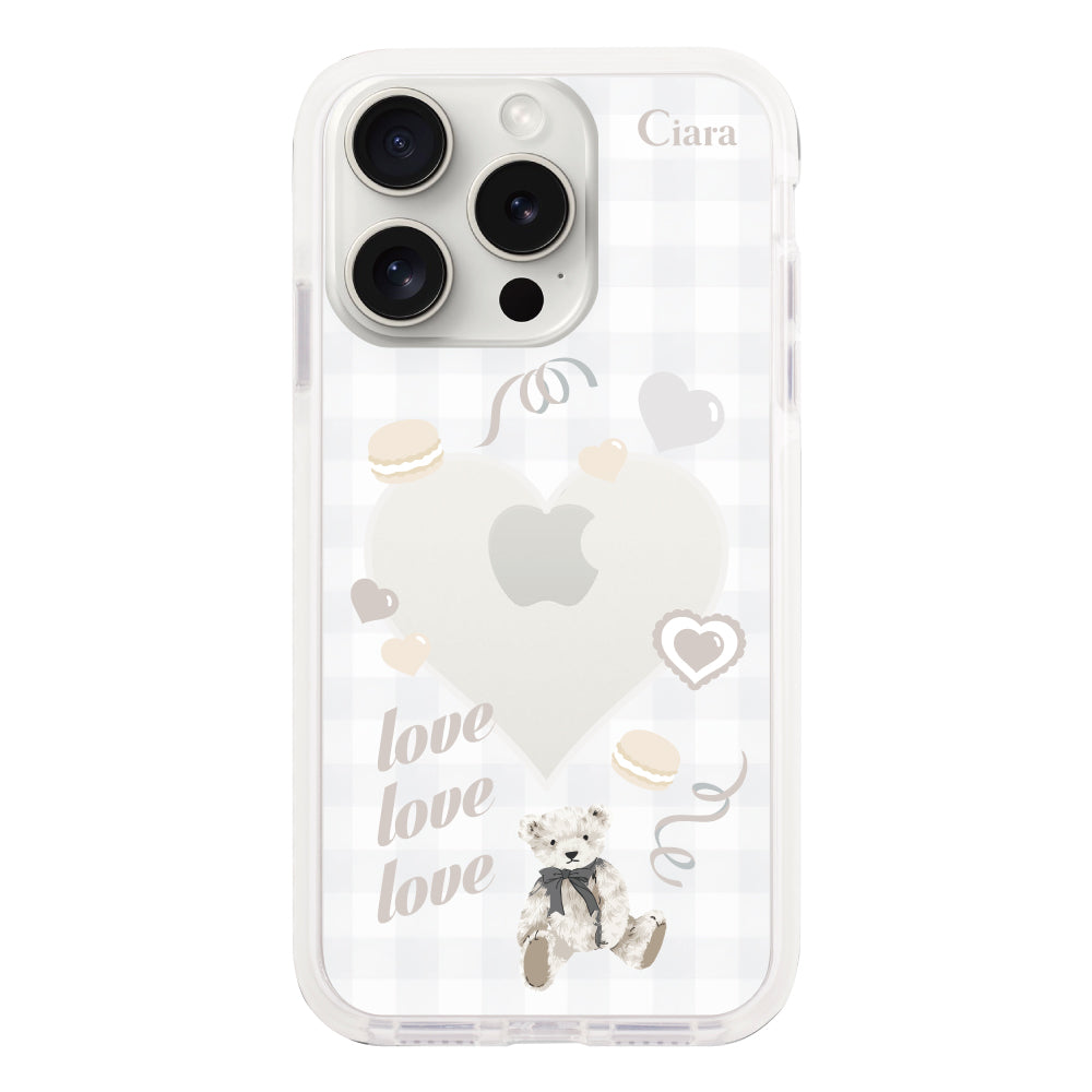 iPhone15ProMaxケース クッションバンパー 耐衝撃クリアケース マイスウィーティー ホワイト