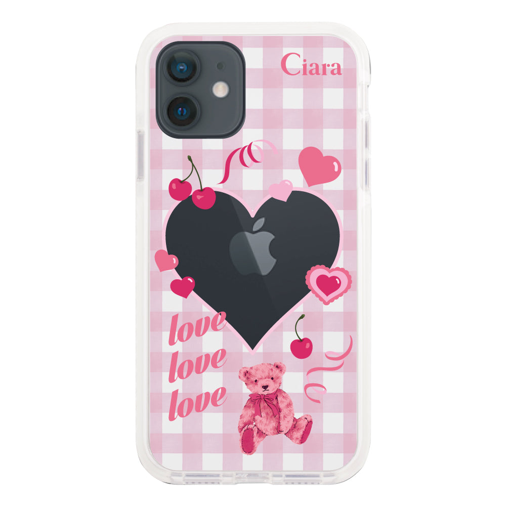 iPhoneXRケース クッションバンパー 耐衝撃クリアケース マイスウィーティー ピンク
