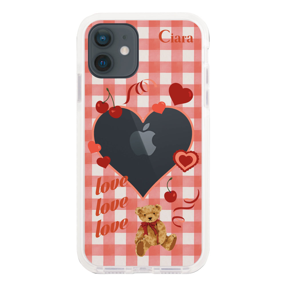 iPhoneXRケース クッションバンパー 耐衝撃クリアケース マイスウィーティー レッド