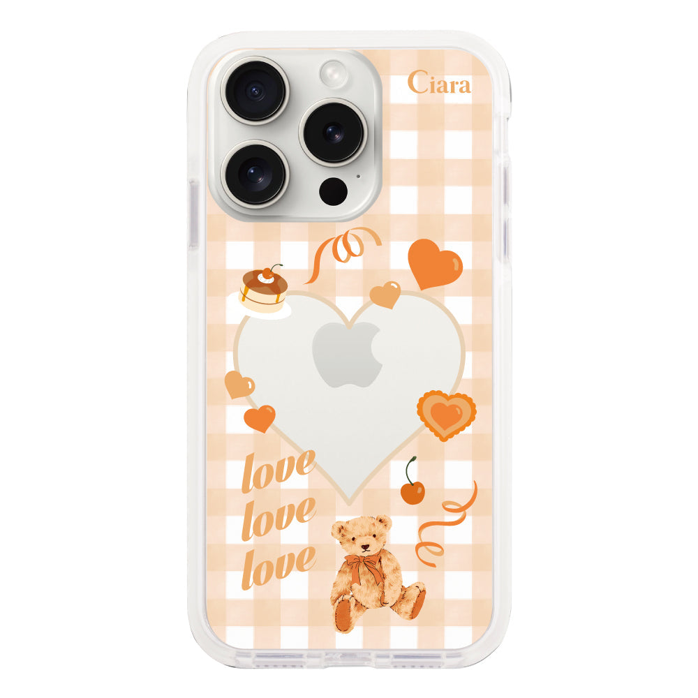 iPhone15ProMaxケース クッションバンパー 耐衝撃クリアケース マイスウィーティー オレンジ
