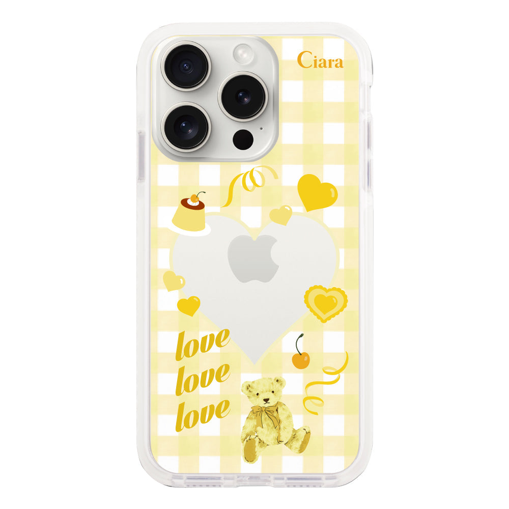iPhone15ProMaxケース クッションバンパー 耐衝撃クリアケース マイスウィーティー イエロー