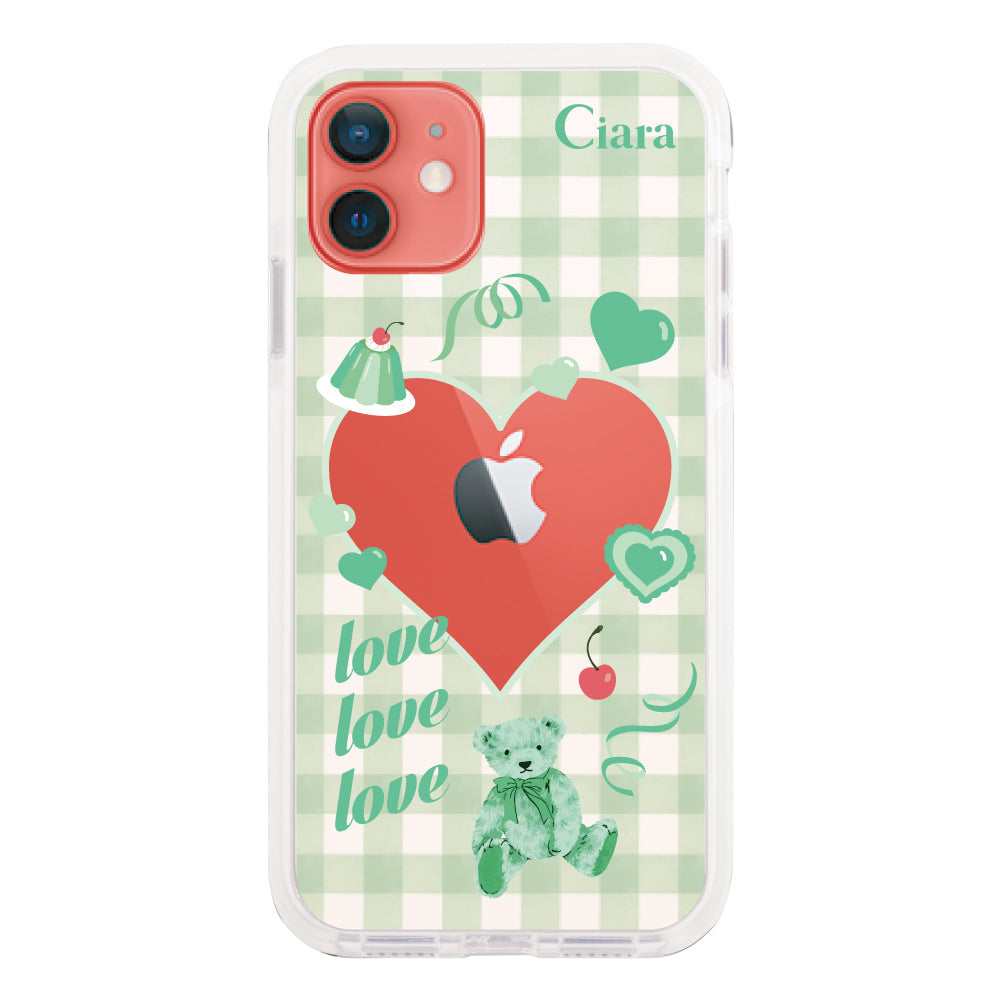 iPhone11ケース クッションバンパー 耐衝撃クリアケース マイスウィーティー グリーン