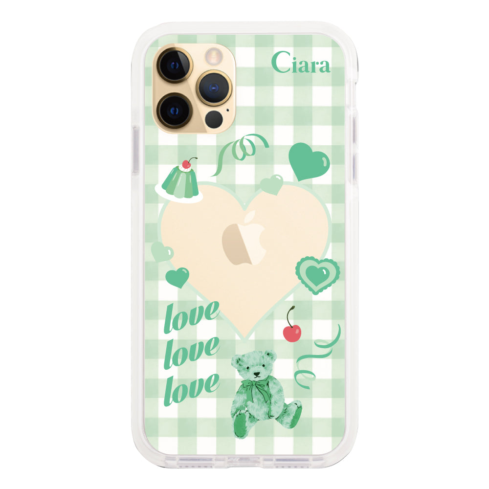 iPhone11ProMaxケース クッションバンパー 耐衝撃クリアケース マイスウィーティー グリーン