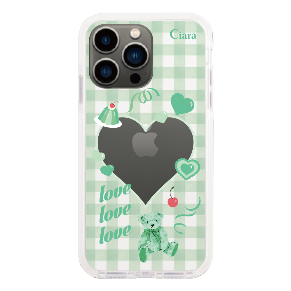 iPhone13Proケース クッションバンパー 耐衝撃クリアケース マイスウィーティー グリーン