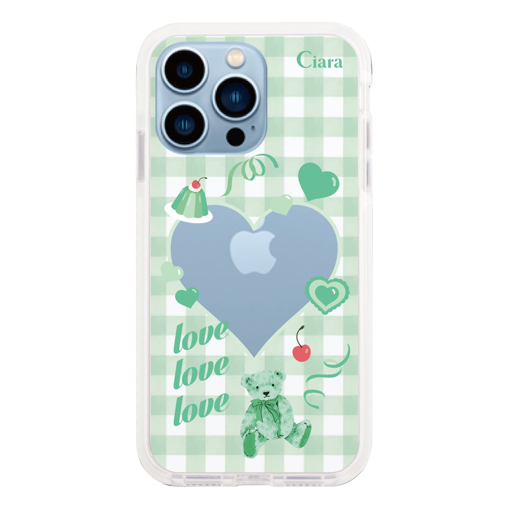 iPhone13ProMaxケース クッションバンパー 耐衝撃クリアケース マイスウィーティー グリーン