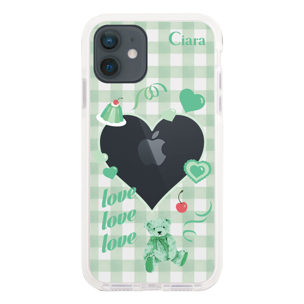 iPhoneXRケース クッションバンパー 耐衝撃クリアケース マイスウィーティー グリーン