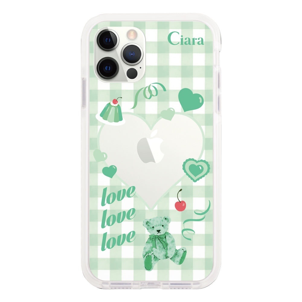 iPhoneXSMAXケース クッションバンパー 耐衝撃クリアケース マイスウィーティー グリーン