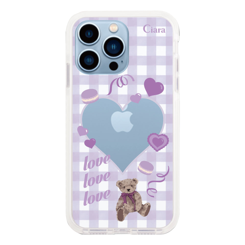 iPhone13ProMaxケース クッションバンパー 耐衝撃クリアケース マイスウィーティー パープル
