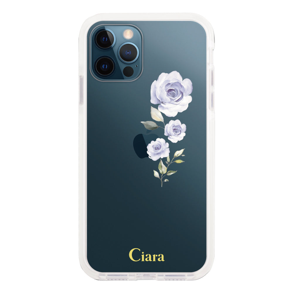iPhone12ProMaxケース クッションバンパー 耐衝撃クリアケース ヴァーティカルフラワー イエロー