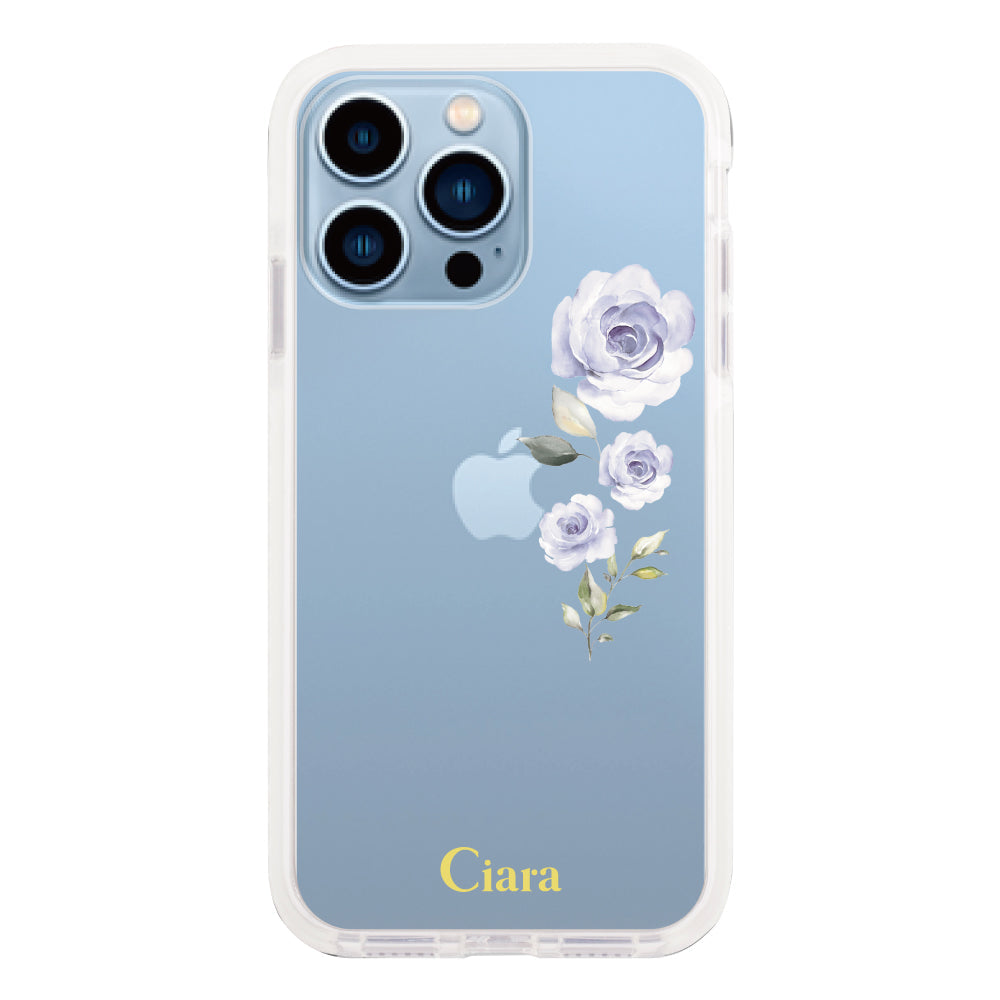iPhone13ProMaxケース クッションバンパー 耐衝撃クリアケース ヴァーティカルフラワー イエロー
