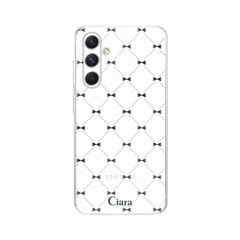 GalaxyA54ケース クリアケース キルティングリボン ブラック