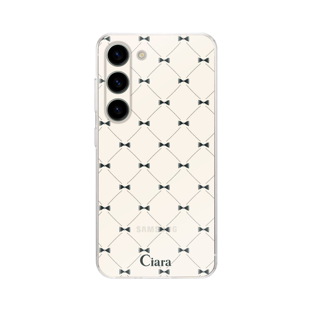 GalaxyS23ケース クリアケース キルティングリボン ブラック