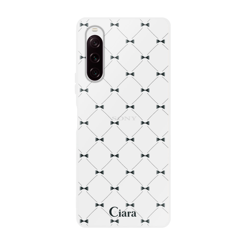 Xperia10Ⅱケース クリアケース キルティングリボン ブラック