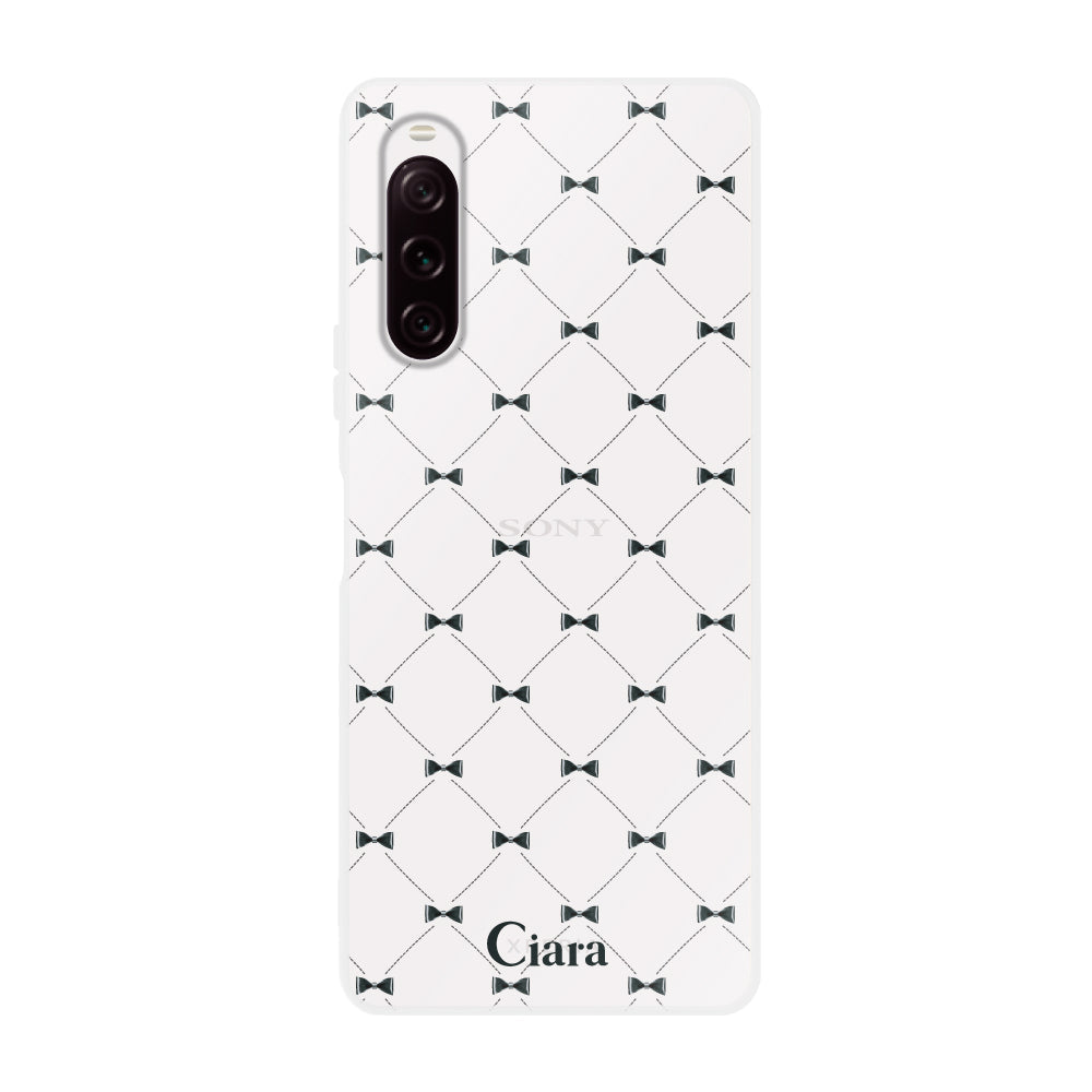 Xperia10Ⅲケース クリアケース キルティングリボン ブラック